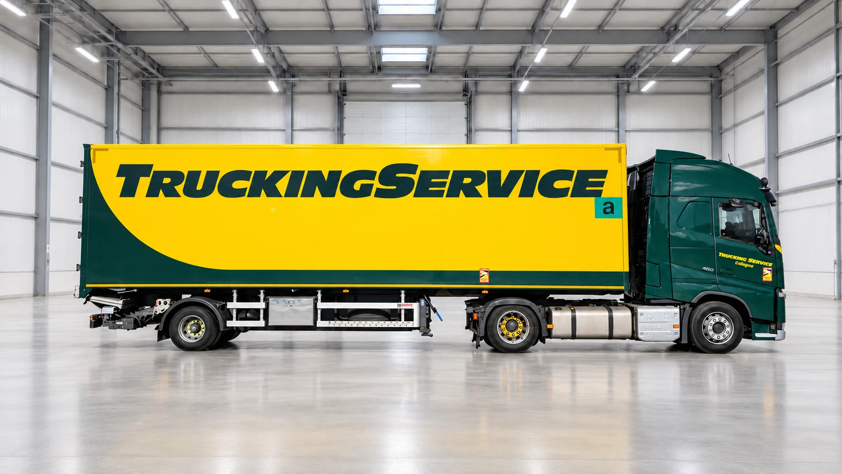 Trucking Service City Trailer with closed box body, side view